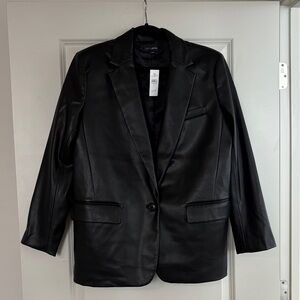 NWT LOFT Black Faux Leather Blazer